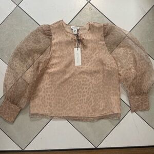 🩷SALE $5/30Rachel Zoe Women's Tan Animal Print Blouse